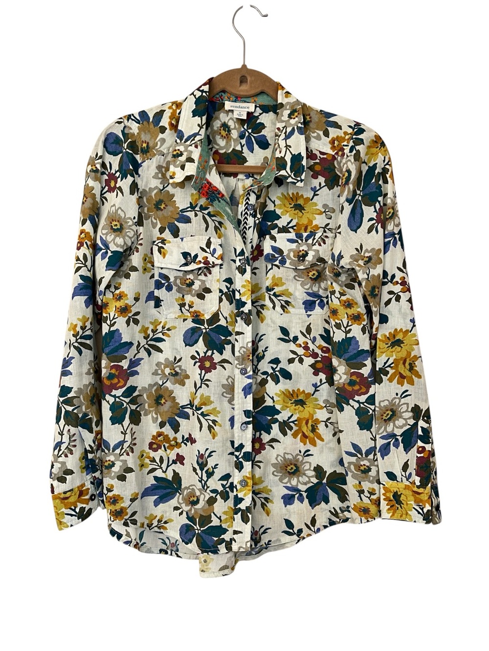 Sundance Floral Joy Button Down Shirt size S